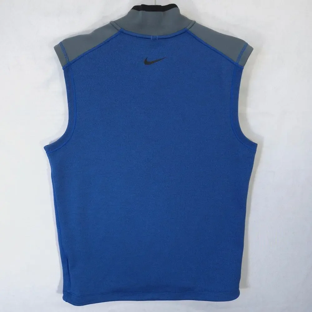 Nike Golf Vest Mens M Blue Gray Tour Performance Dri Fit Half Zip HF Embroidered